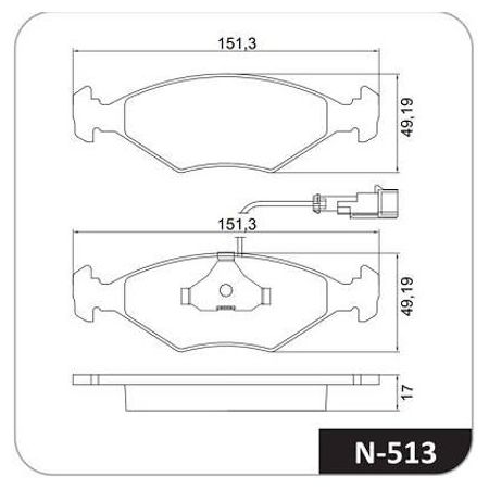 7892679060491-Pastilha-Freio-Dianteira-Tempra-Tipo-Cobreq-N513-1999-1998-1997-1996-1995-1994-comp-2